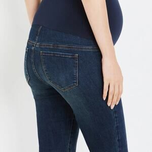 Indigo Blue Maternity Jeans Regular Straight Leg Dark Wash Small